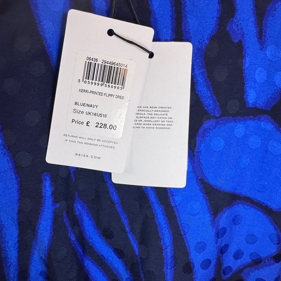 Reiss Vibrant Blue Patterned Women's Dress - Picture 3 of 8